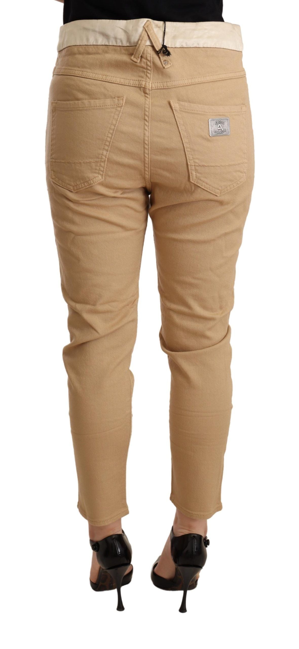CYCLE – Enge Stretchhose mit mittlerer Taille in Beige