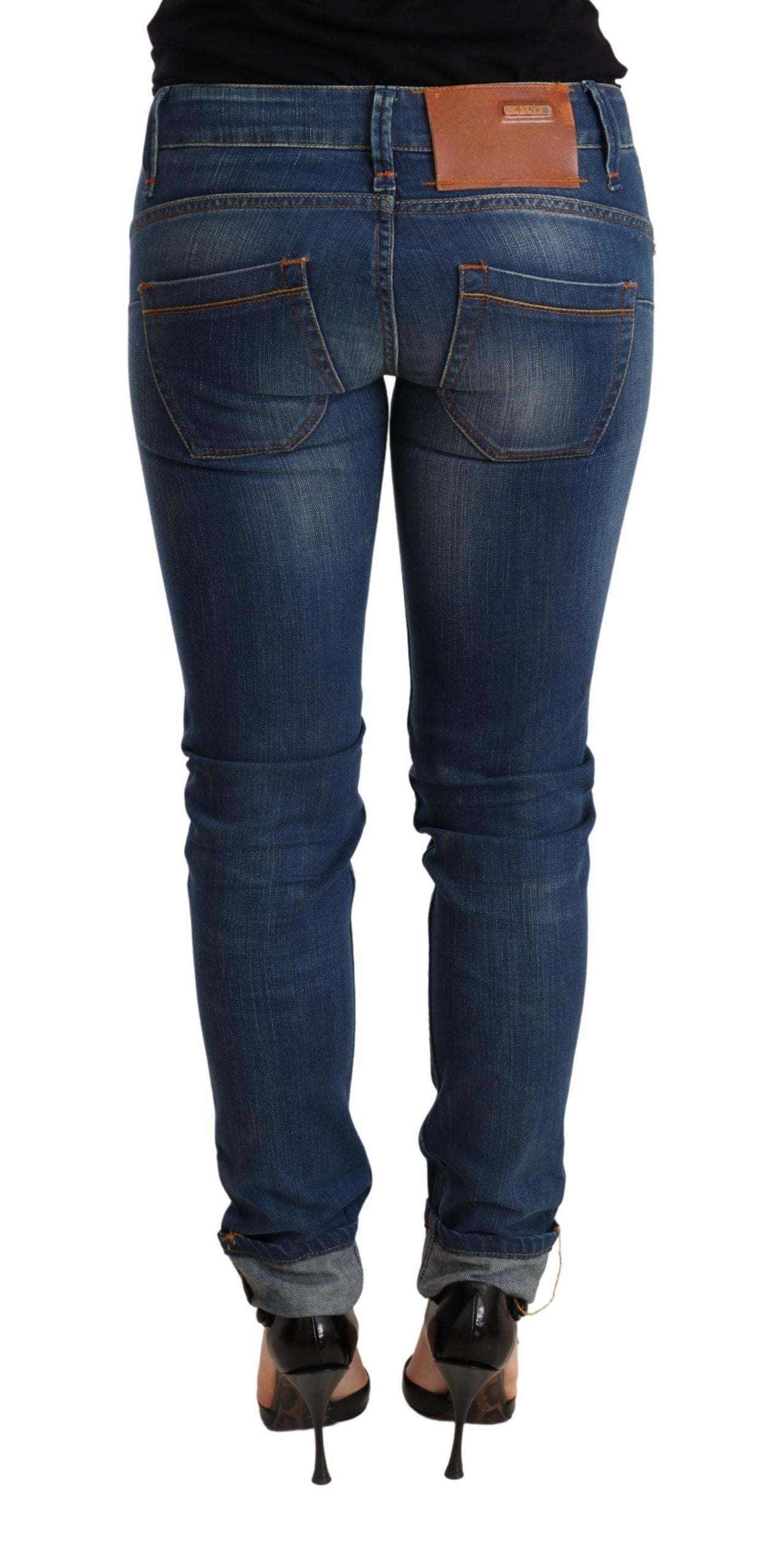 Acht – Blau verwaschene Skinny-Jeans mit niedriger Taille