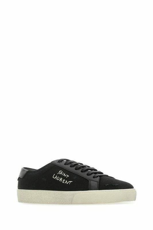 Saint Laurent – Elegante Low-Top-Sneakers aus schwarzem Canvas und Leder