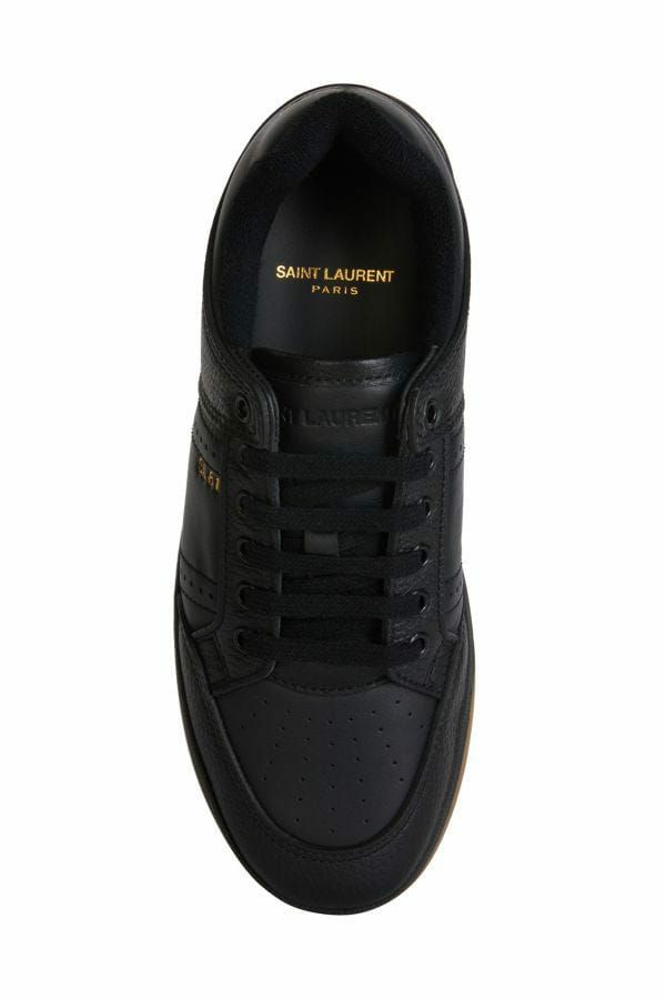 Saint Laurent Schwarze Low-Top-Sneakers aus Kalbsleder