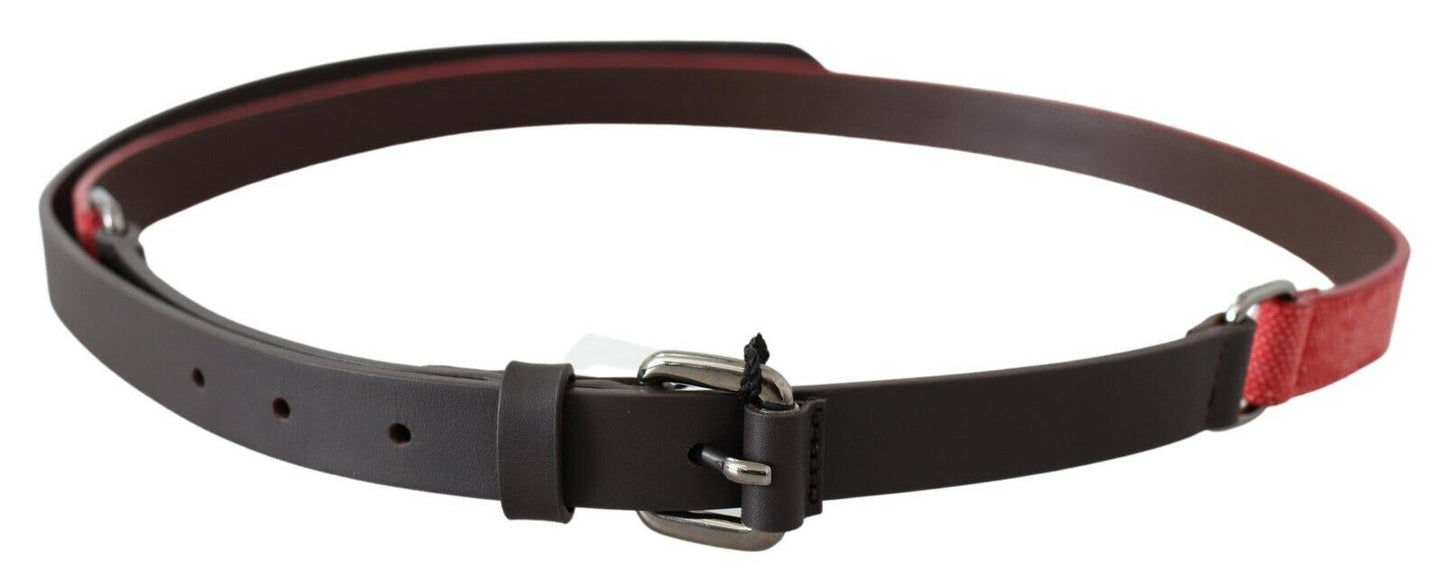 Costume National Hüftgürtel aus rotbraunem Leder mit silberner Logoschnalle
