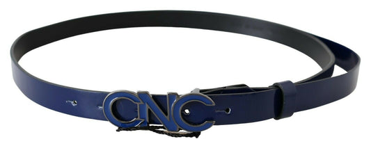 Costume National – Schmaler, modischer Gürtel aus blauem Leder mit Logo