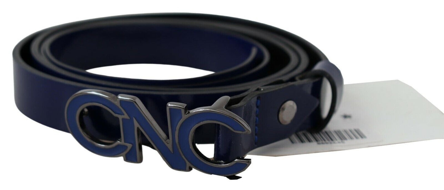 Costume National – Schmaler, modischer Gürtel aus blauem Leder mit Logo