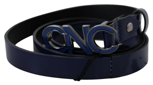 Costume National – Schmaler, modischer Gürtel aus blauem Leder mit Logo