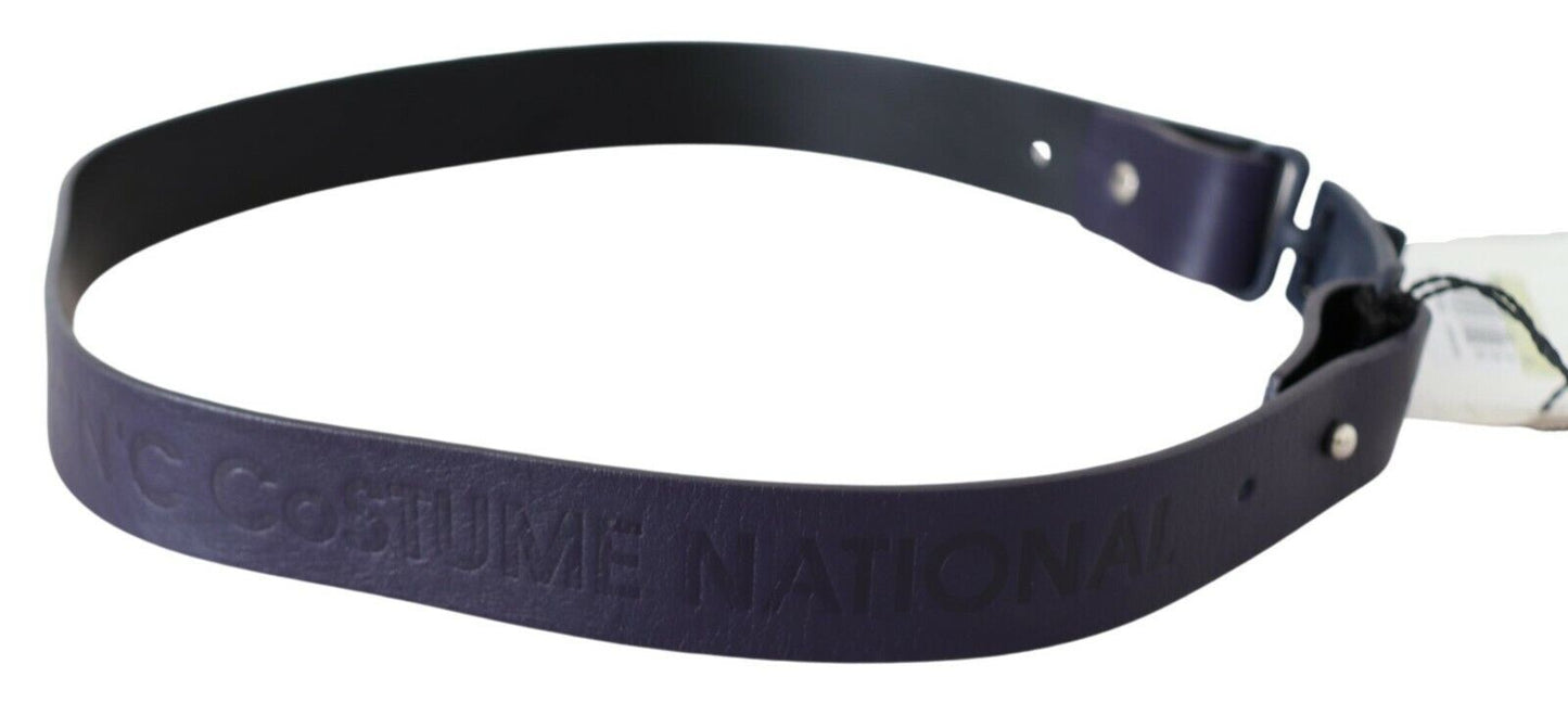 Costume National – Schwarzer Ledergürtel mit normaler Logo-Schnalle