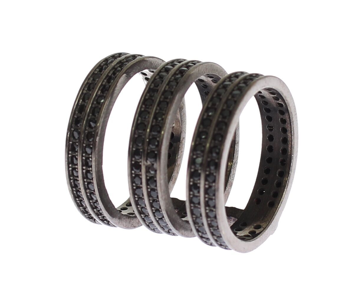 Nialaya Ring aus rhodiniertem 925er Silber mit schwarzen Zirkoniasteinen