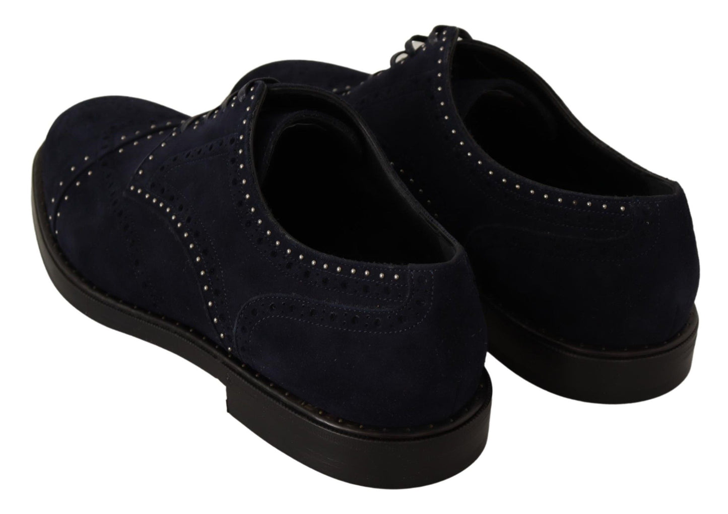 Dolce & Gabbana – Derby-Schuhe aus blauem Wildleder mit Nieten