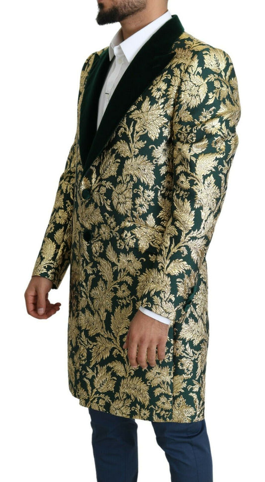 Dolce & Gabbana DOLCE & GABBANA Jacke SICILIA Langer Jacquard-Mantel in Grüngold