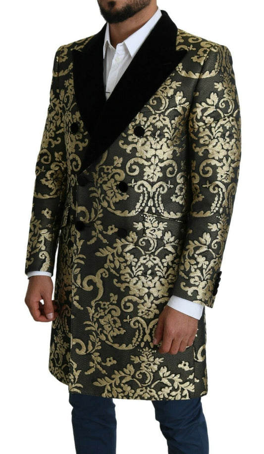 Dolce & Gabbana Schwarzgold Jacquard Langmantel SICILIA Jacke