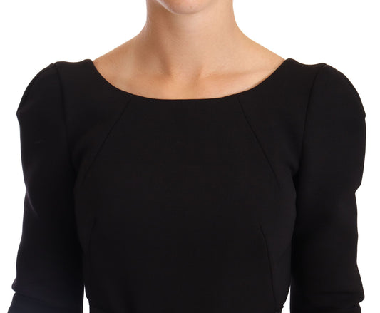 Dolce & Gabbana – Schwarzes Etuikleid aus Stretchwolle mit offenem Rücken