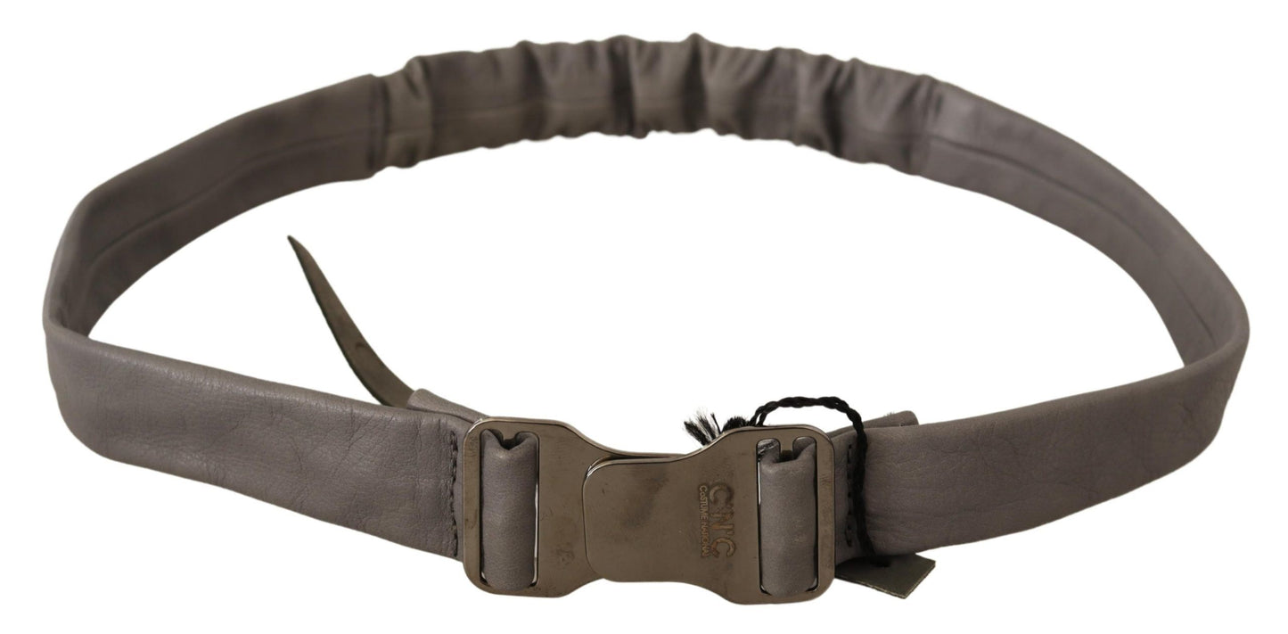Costume National Taillengürtel aus grauem Leder mit silberner Schnalle