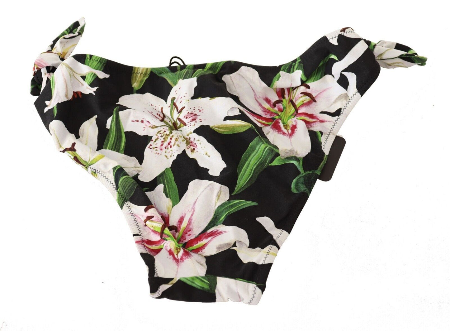 Dolce & Gabbana Bikinihose mit schwarzem Lilien-Print, Badeanzug, Bademode