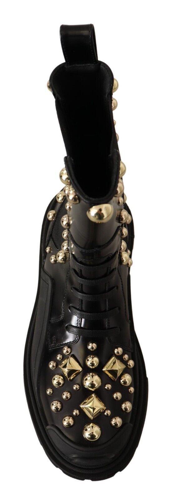 Dolce & Gabbana – Schwarze Kampfstiefel aus Leder mit Nieten