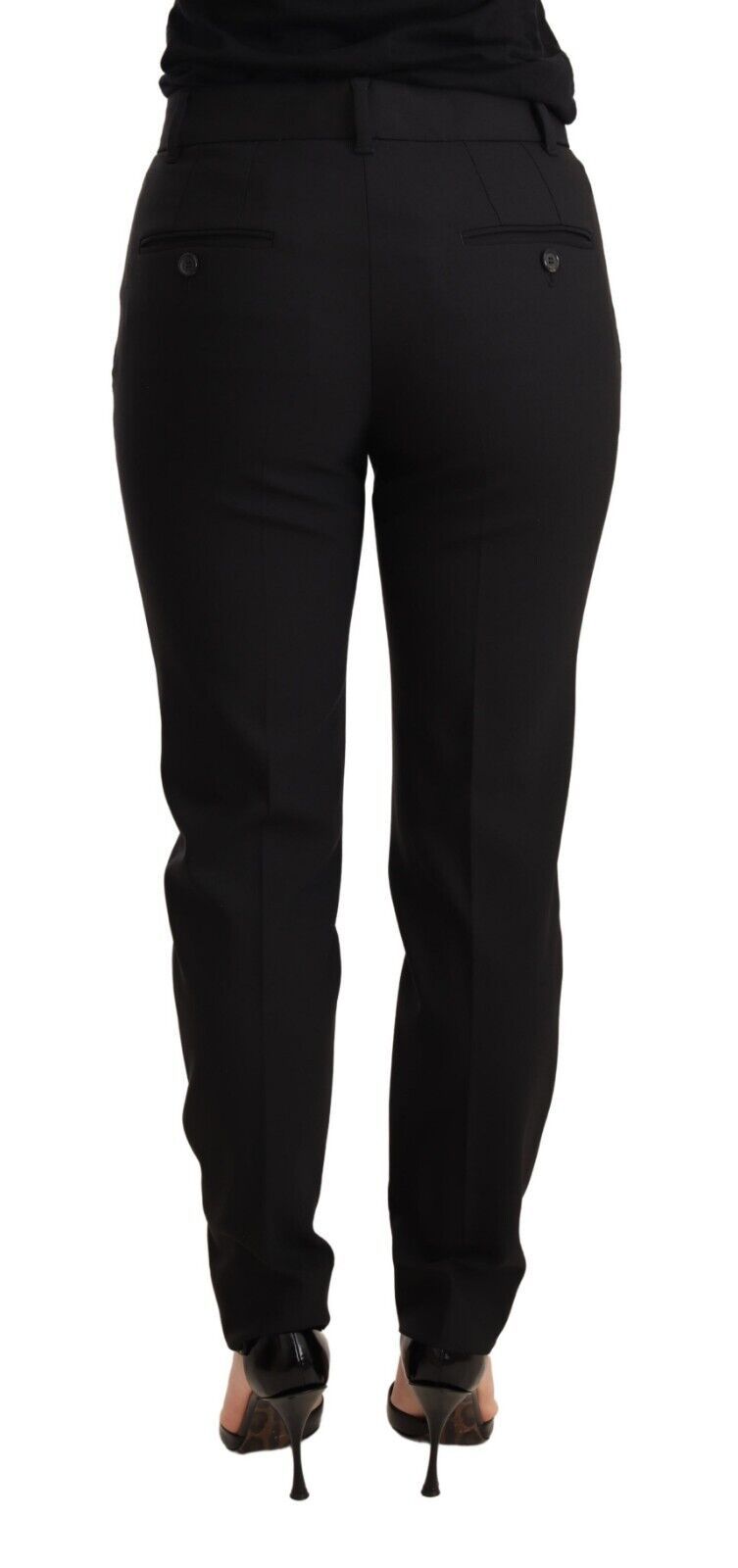 Dolce & Gabbana Schwarze konische Hose aus Schurwolle für Damen