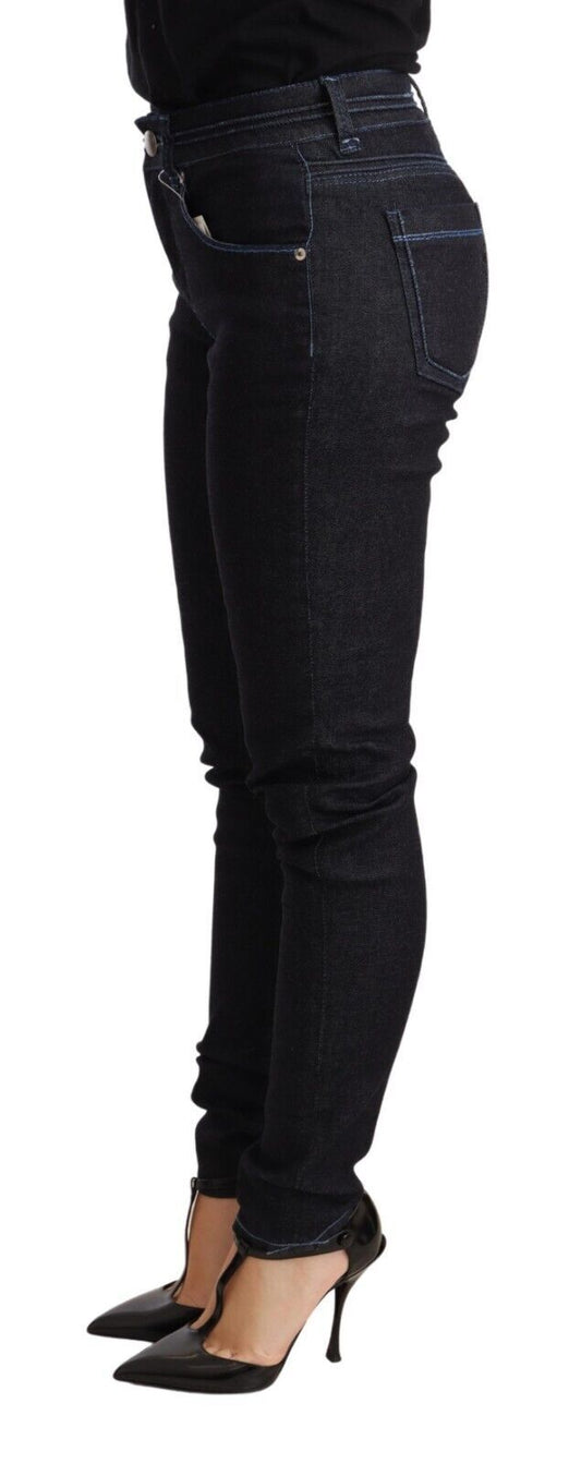 Acht Blaue Baumwolle Niedrige Taille Slim Fit Denim Damen Hose Jeans