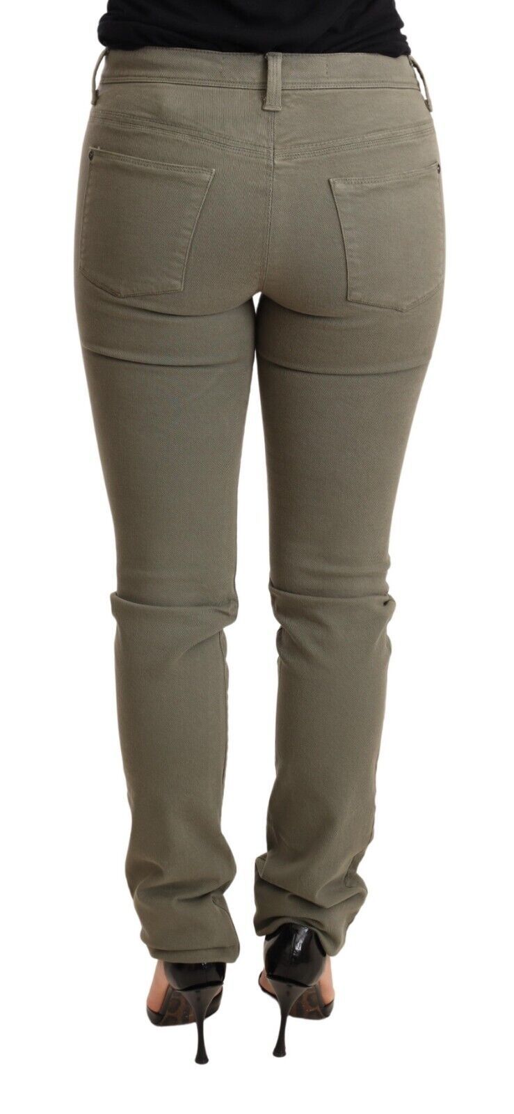 Ermanno Scervino – Grüne Skinny-Jeans aus Baumwolle mit niedriger Taille