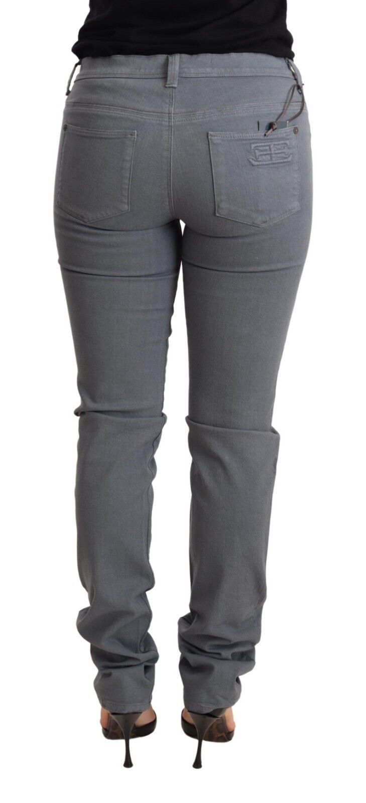 Ermanno Scervino Graue Skinny Slim Jeans aus Baumwolle mit niedriger Taille