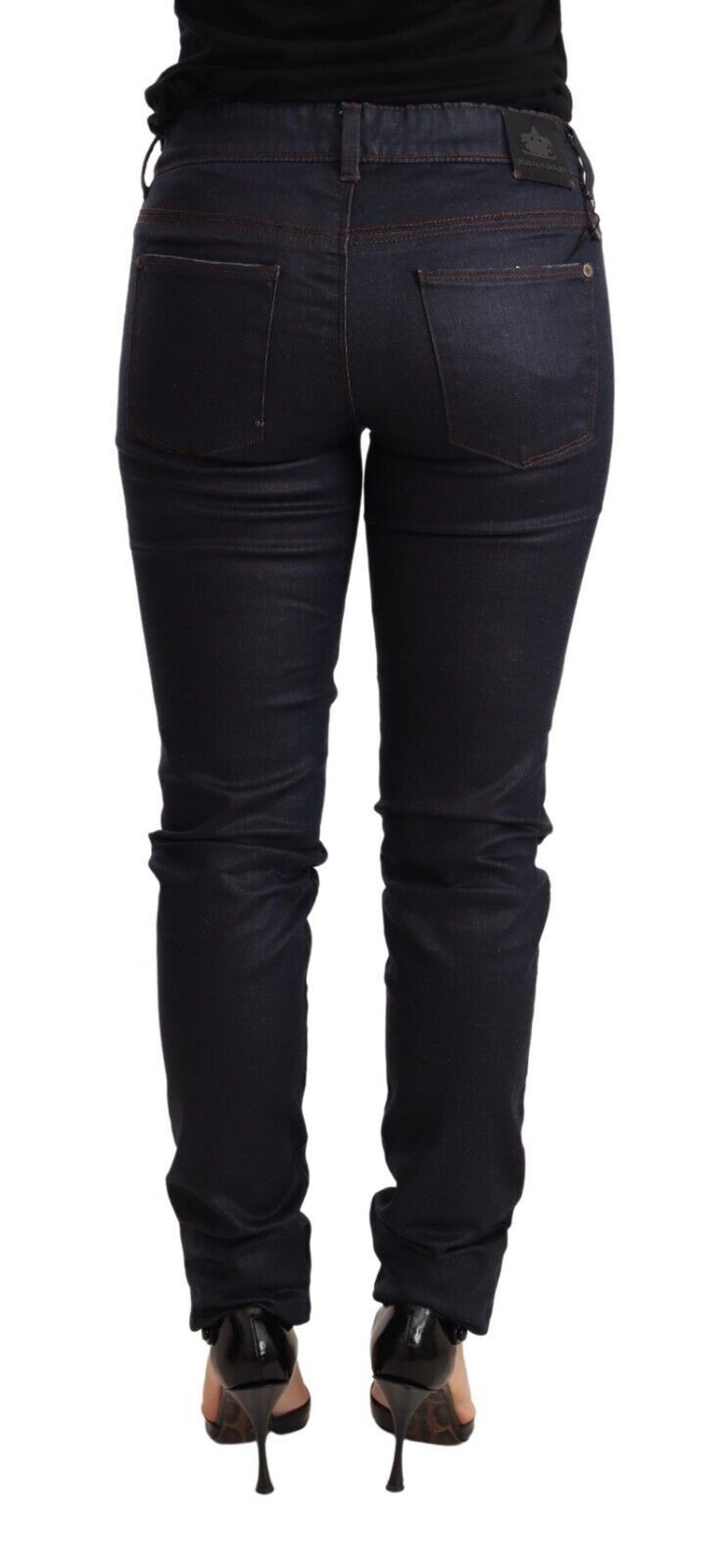 Ermanno Scervino Blaue Skinny-Jeans aus Baumwolle mit niedriger Taille