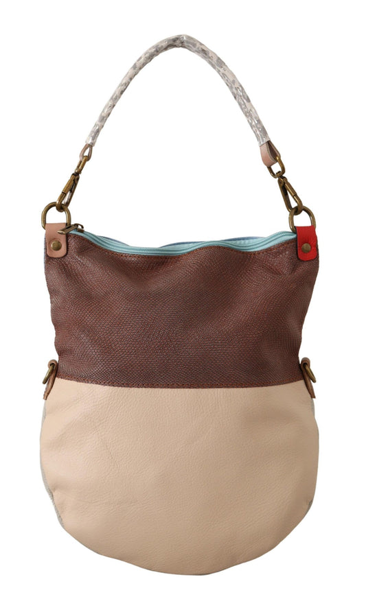 EBARRITO Mehrfarbige Schultertasche aus echtem Leder für Damen