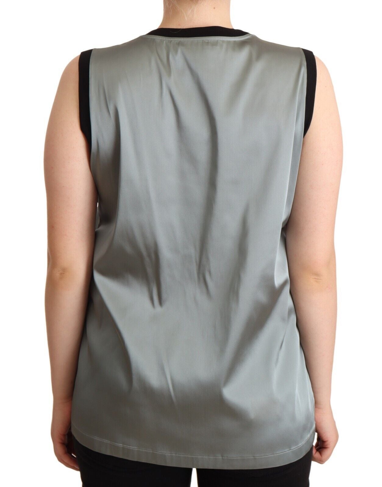 Dolce & Gabbana Silbernes, ärmelloses, lässiges Tanktop mit Rundhalsausschnitt