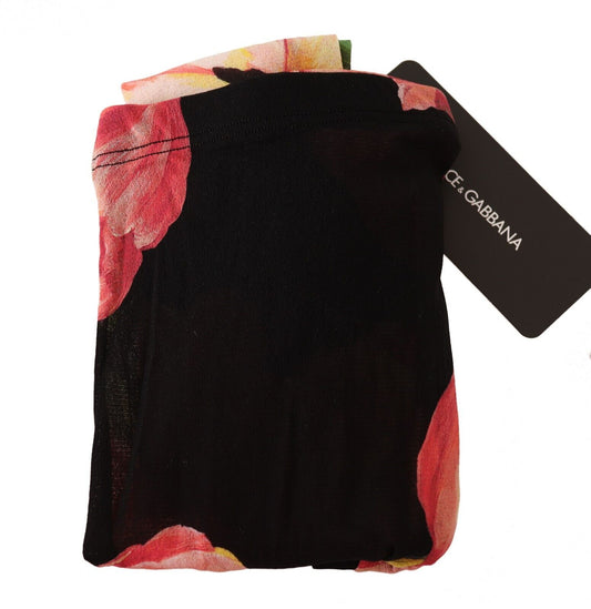 Dolce & Gabbana – Schwarze Nylonstrumpfhose mit Blumenmuster