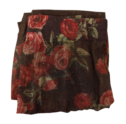 Dolce & Gabbana – Schwarze Nylonstrumpfhose mit Blumenmuster
