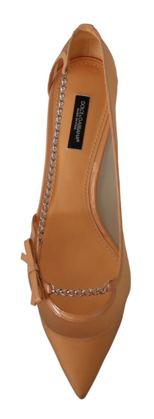Dolce & Gabbana Peach Mesh Leder Ketten Heels Pumps Schuhe