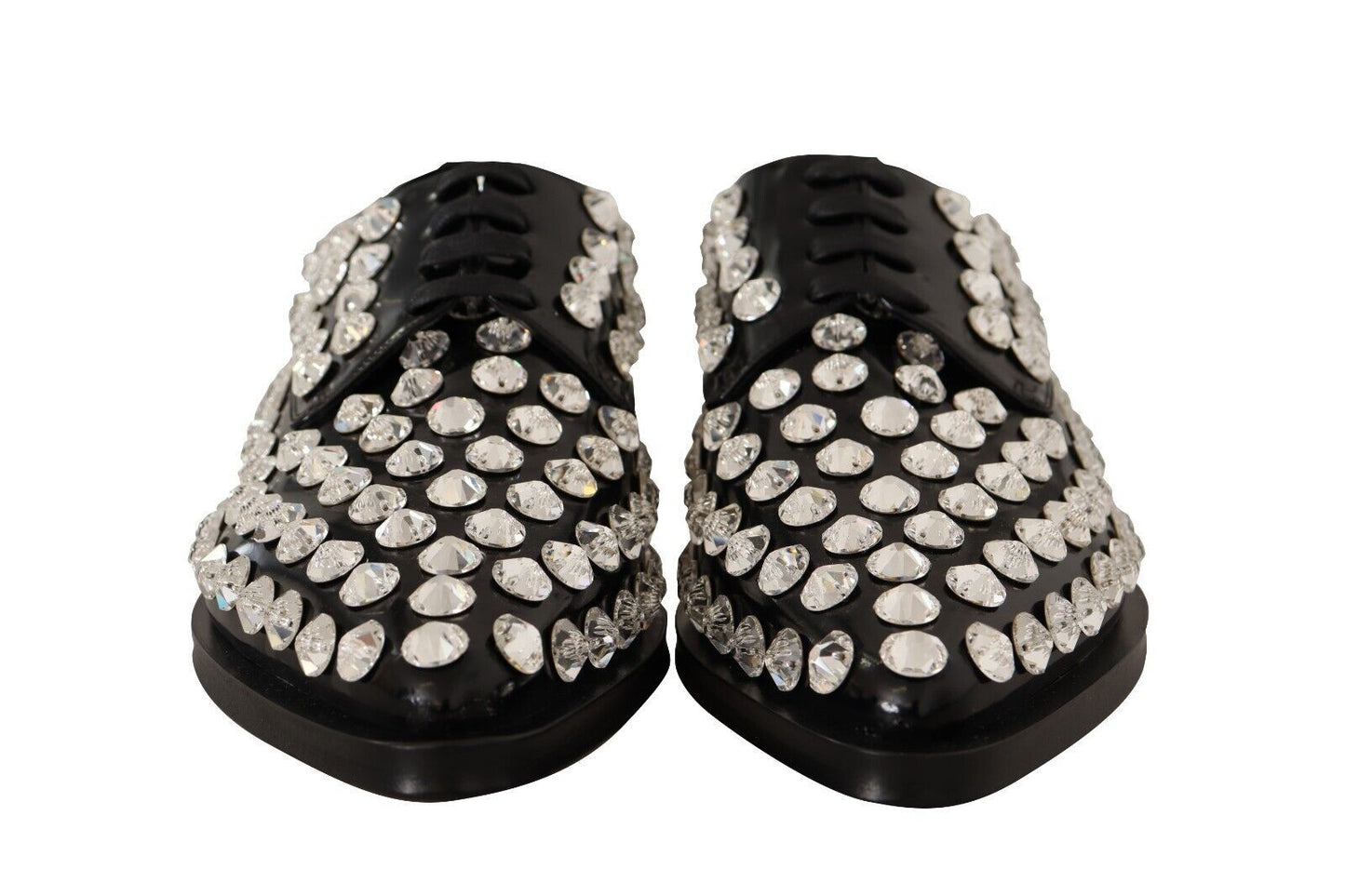 Dolce & Gabbana – Formelle Schnürschuhe aus schwarzem Leder mit Kristallen