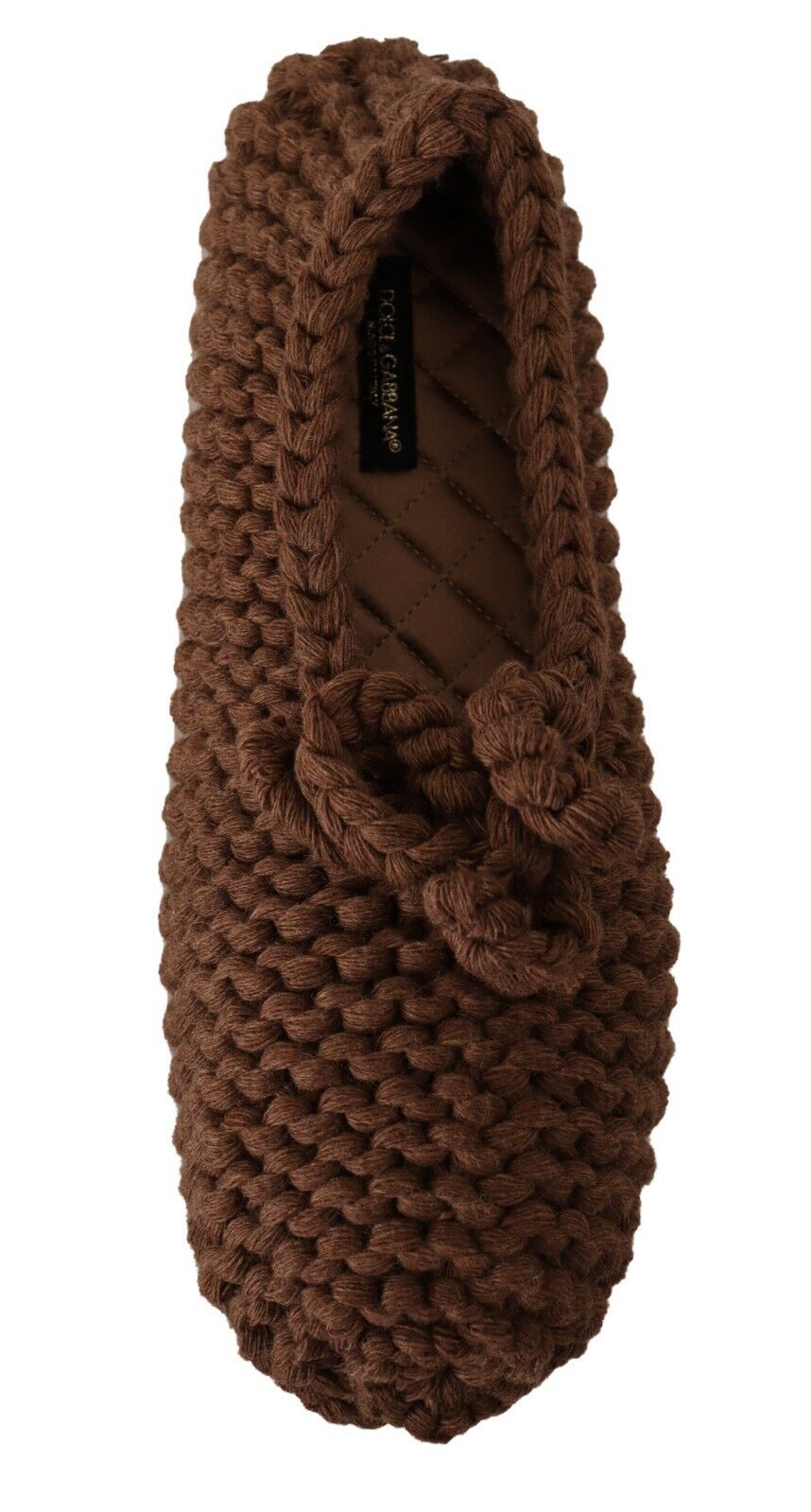 Dolce & Gabbana – Braune Ballerinas zum Hineinschlüpfen aus Wollstrick