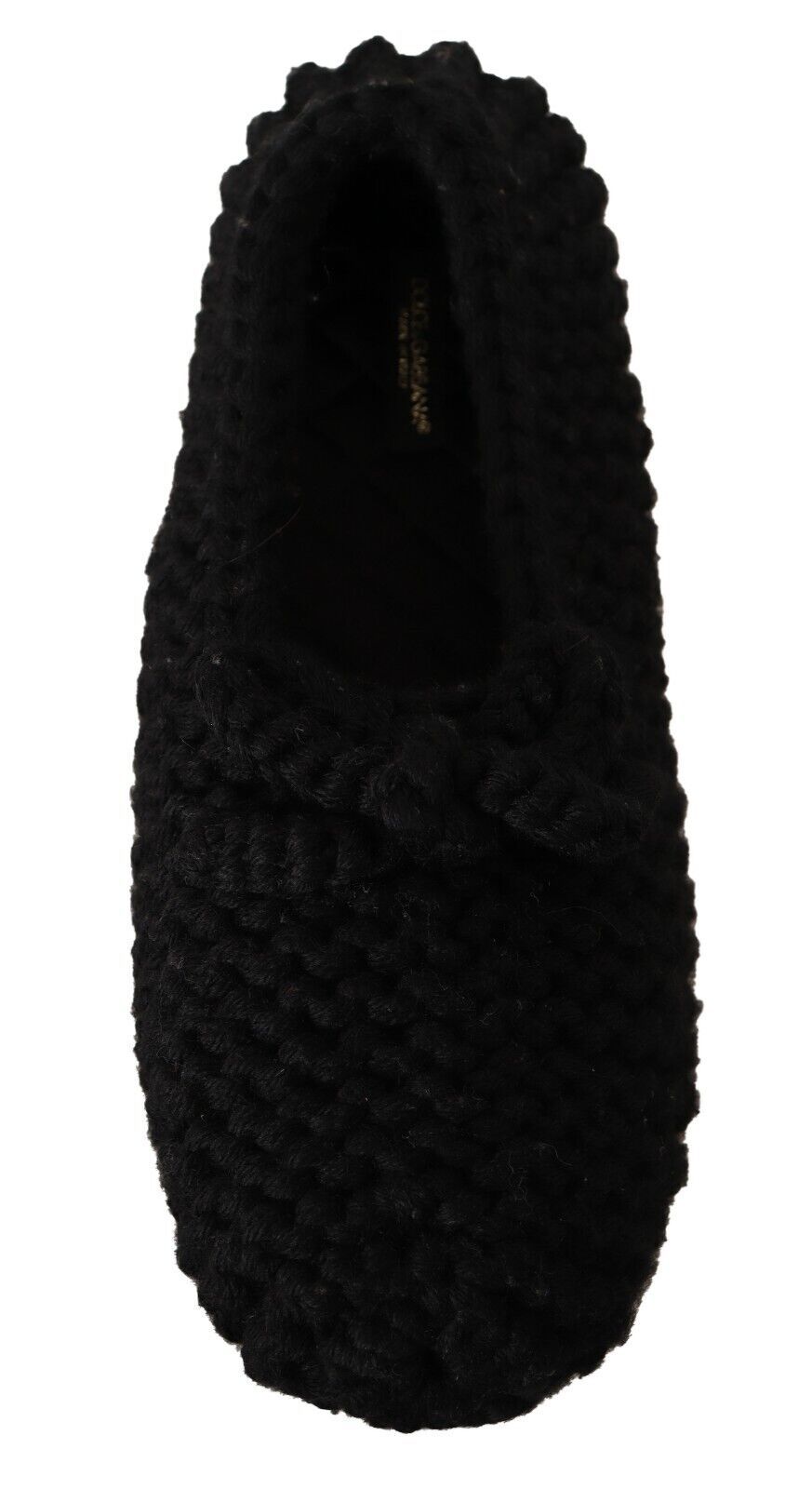 Dolce & Gabbana – Schwarze Ballerinas zum Hineinschlüpfen aus Wollstrick