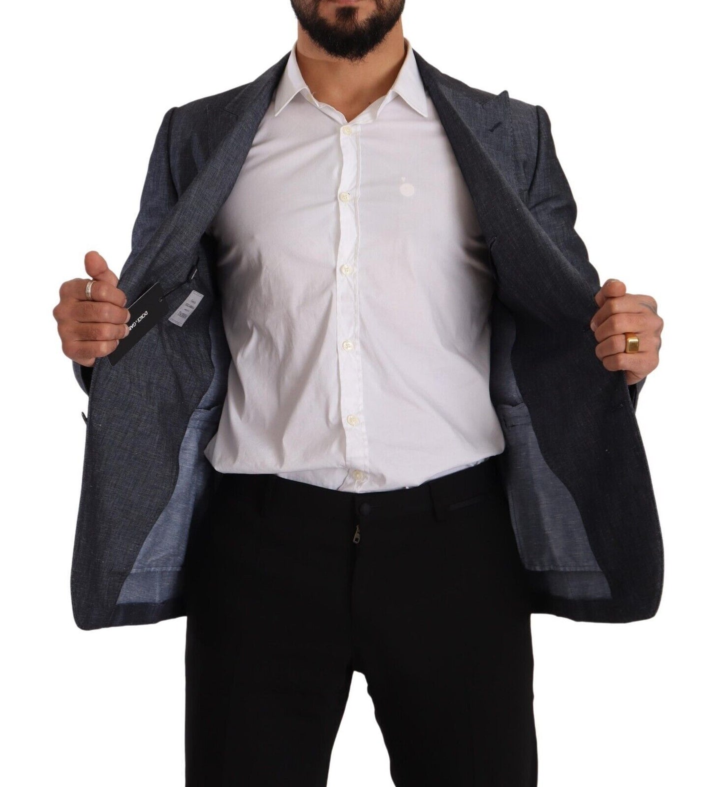 Dolce & Gabbana Blaue Leinen-Baumwolljacke TAORMINA Blazer