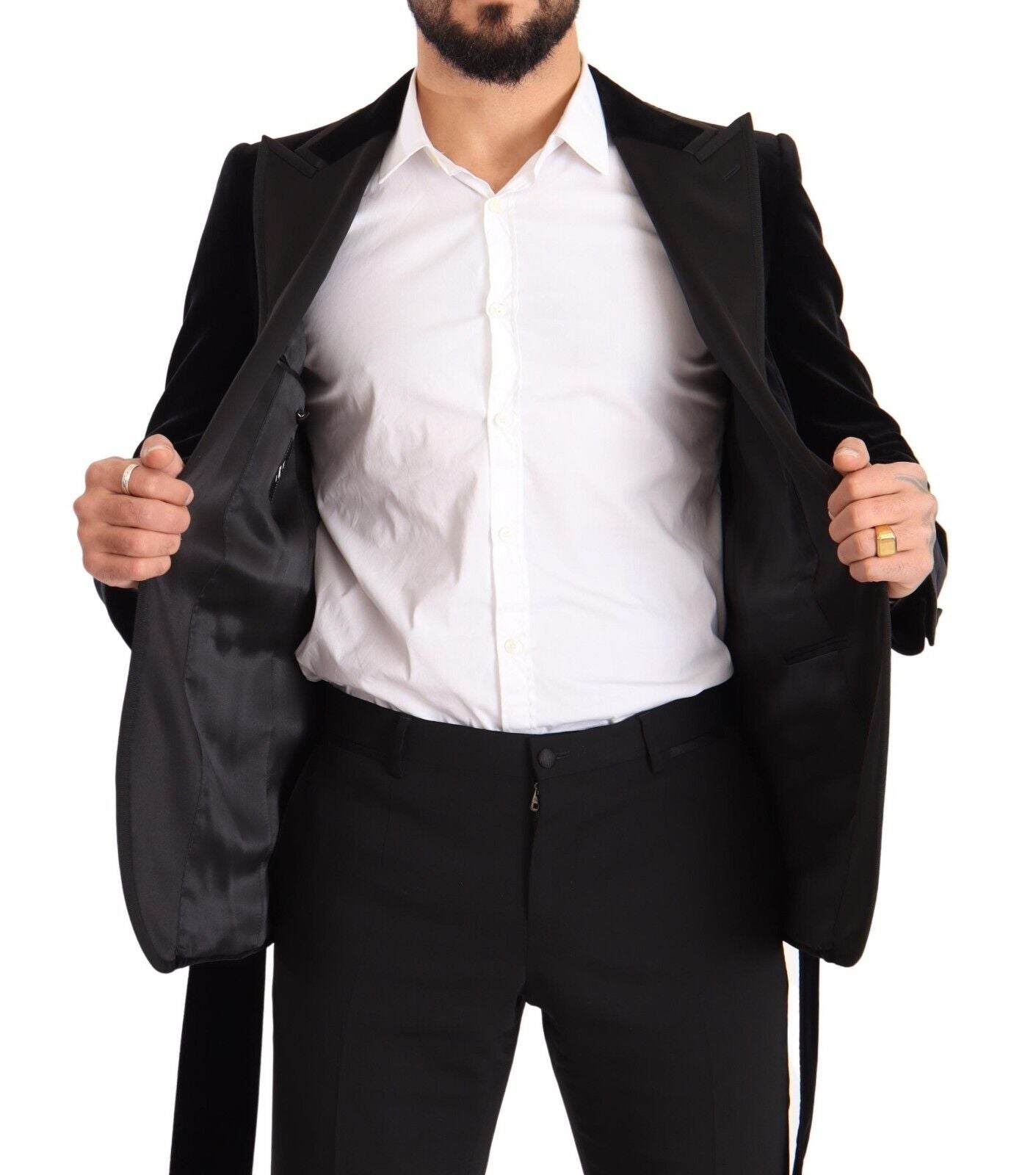 Dolce & Gabbana – Einreihiger Blazer aus schwarzem Samt mit einem Knopf
