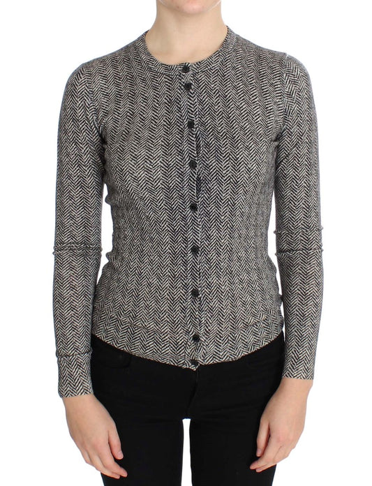 Dolce & Gabbana Schwarz-Weiß-Wolltop-Cardigan