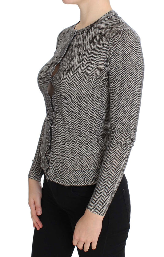 Dolce & Gabbana Schwarz-Weiß-Wolltop-Cardigan