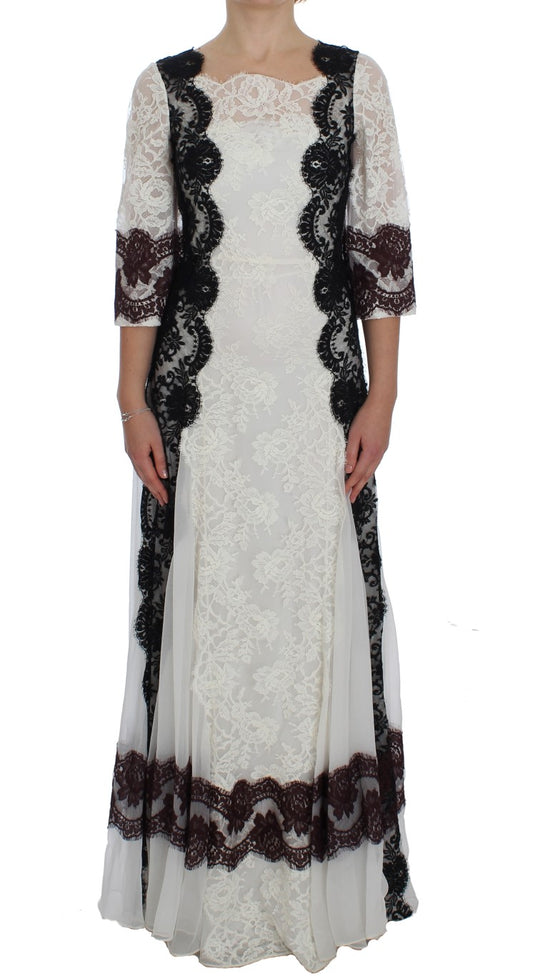Dolce & Gabbana – Langes Abendkleid aus weißer Blumenspitze