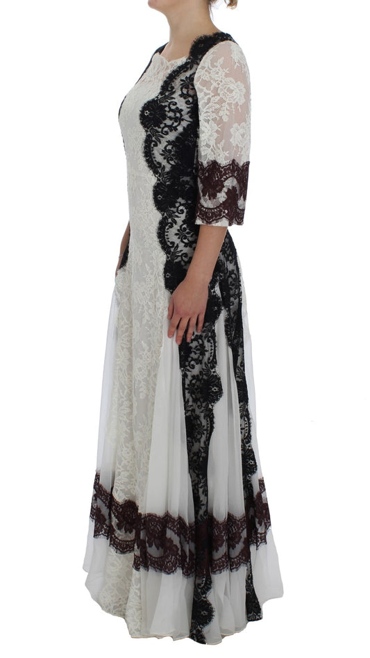 Dolce & Gabbana – Langes Abendkleid aus weißer Blumenspitze