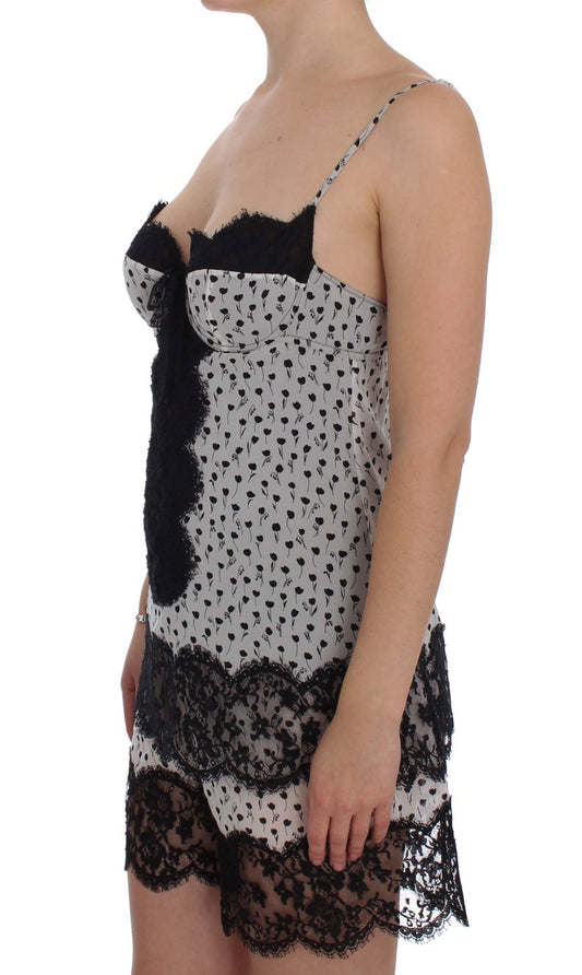 Dolce & Gabbana – Schwarzes Babydoll-Dessous-Oberteil aus Seidenspitze