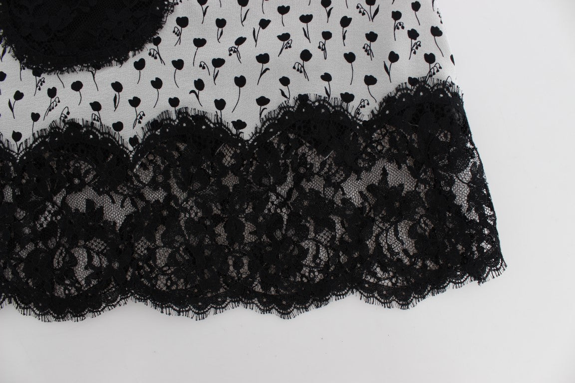 Dolce & Gabbana – Schwarzes Babydoll-Dessous-Oberteil aus Seidenspitze
