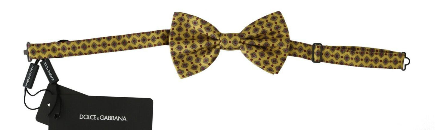 Dolce & Gabbana – Verstellbare Seidenkrawatte mit gelbem Muster