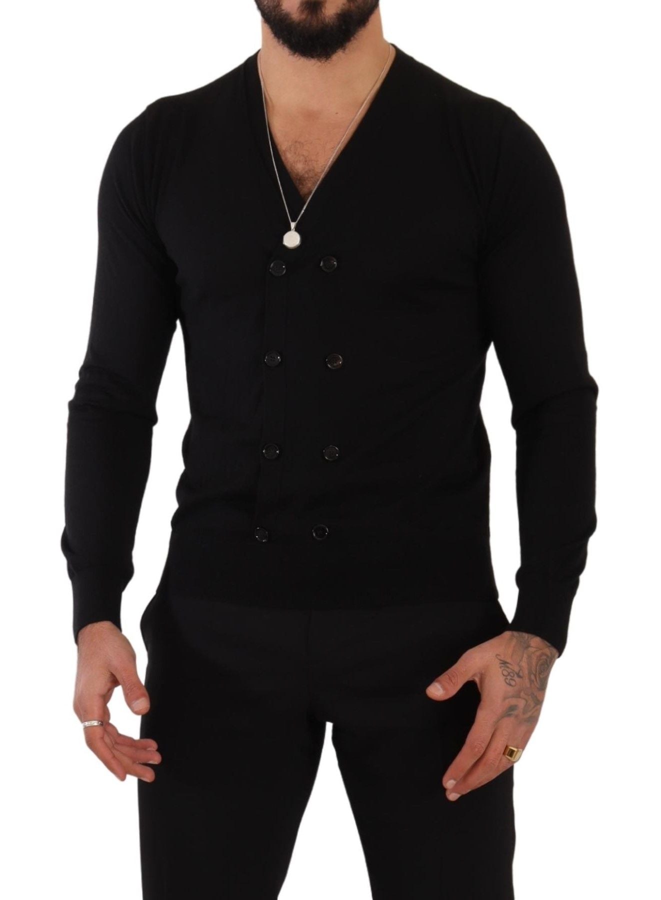 Dolce & Gabbana – Schwarzer Cardigan aus Kaschmir mit Knopfleiste