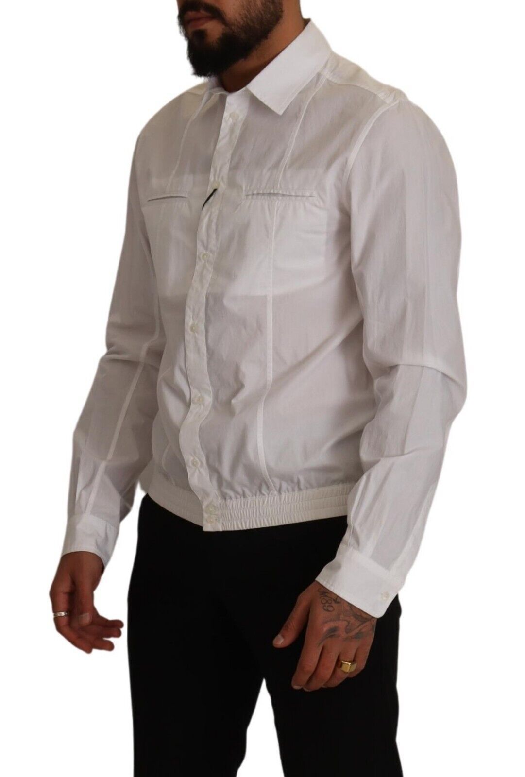 Dolce & Gabbana Weißes Baumwollhemd mit Button-Down-Kragen für Herren