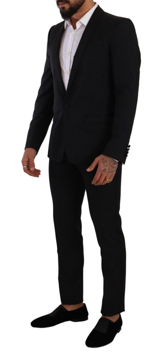 Dolce & Gabbana Black Fantasy GOLD Wool Slim Fit 2 Piece Suit