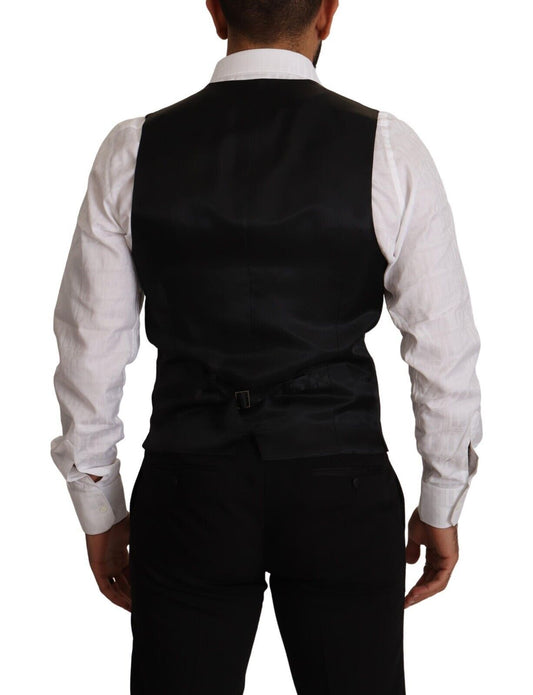 Dolce & Gabbana Blau gestreifte Weste aus Wollstretch