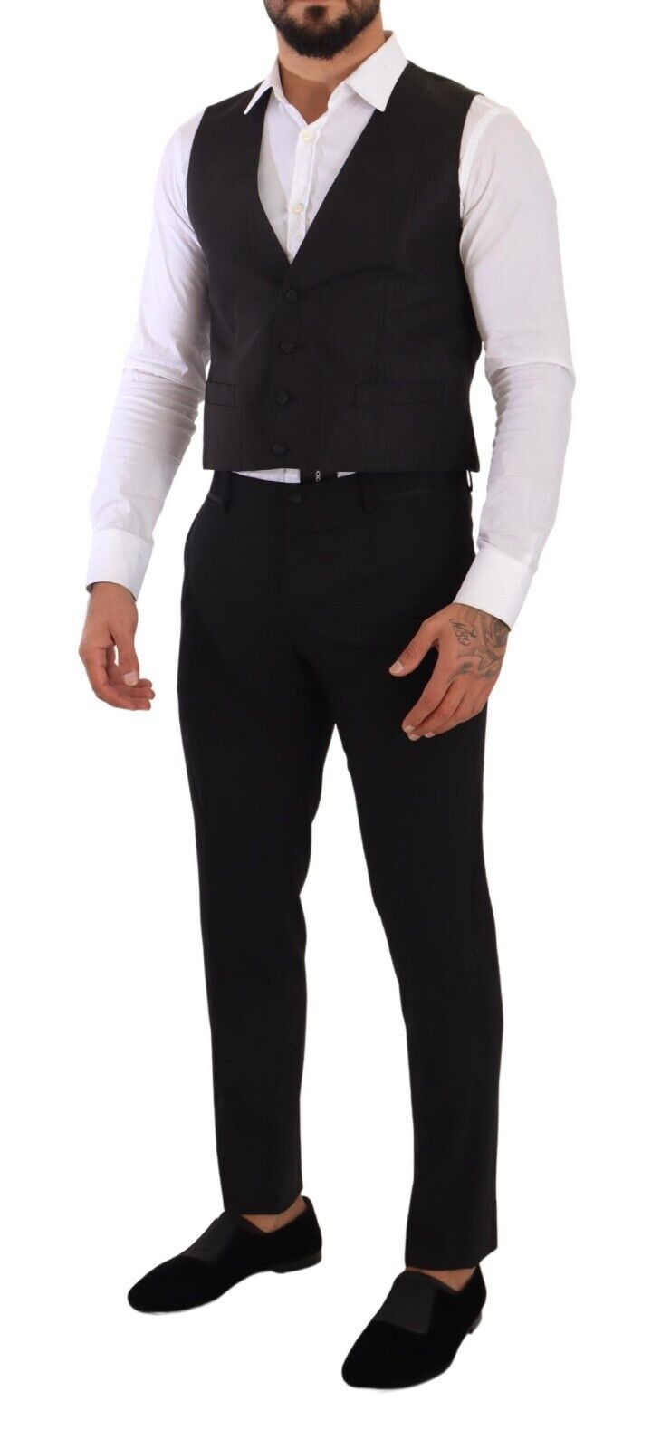 Dolce & Gabbana – Graue Weste aus Seide im Slim Fit