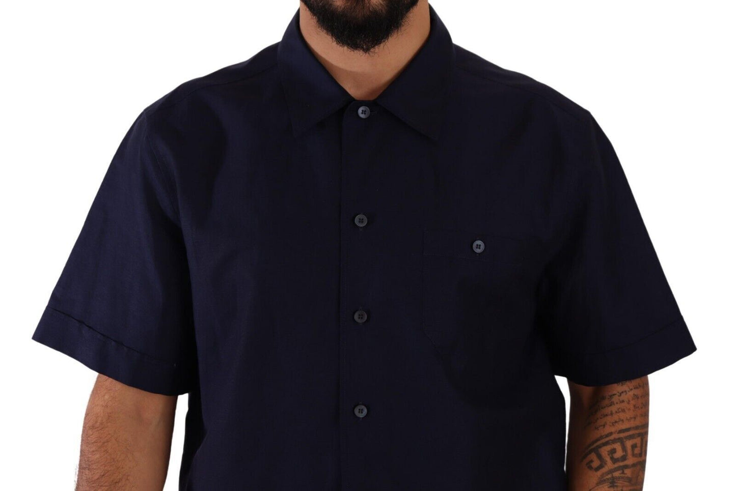 Dolce & Gabbana – Marineblaues, kurzärmliges Hemd mit Knopfleiste
