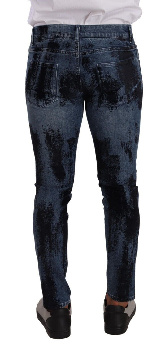 Dolce & Gabbana Blau-schwarze Skinny-Jeans aus Baumwolle