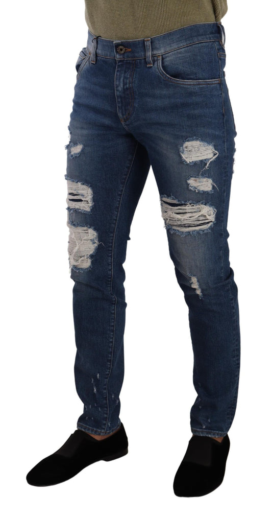 Dolce & Gabbana Slim Fit Jeans aus Baumwollstretch in Blauwaschung