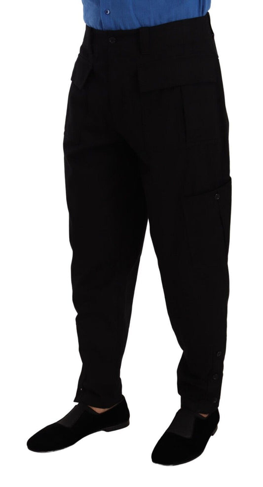 Dolce & Gabbana – Schwarze Cargohose aus Baumwollstretch mit schmalem Schnitt
