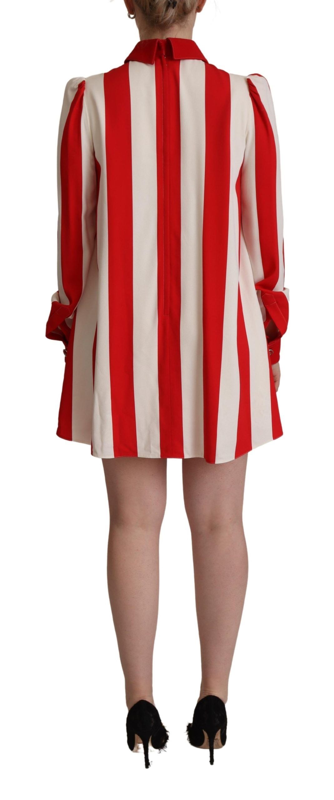 Dolce & Gabbana – Weißes, rotes Stretch-Minihemdkleid