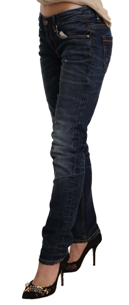 Acht – Blaue Skinny-Jeans aus verwaschener Baumwolle mit niedriger Taille